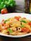 Buckwheat flour penne with tomato sauce and chicken