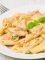 Penne with chicken and basil aroma