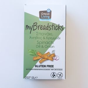 Gluten free breadsticks – Spinach, Dill & Onion 120gr