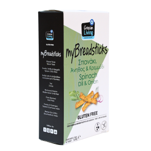 Gluten free breadsticks – Spinach, Dill & Onion 120gr